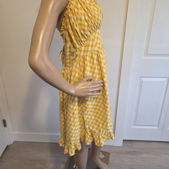 Aerie Yellow Checkered Tie Strap Corset Mini Dress - Picture 6 of 8